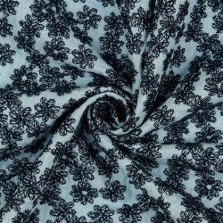 Musselin Bestickt Ranken - eisblau