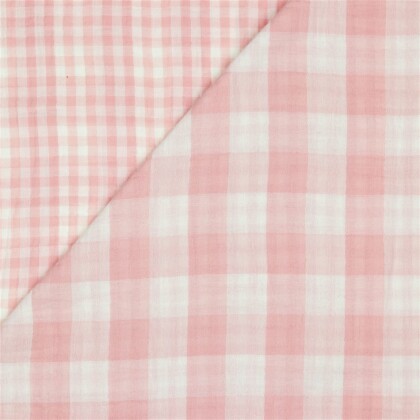 Doppelseitiger Musselin CHECKS - altrosa