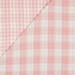 Doppelseitiger Musselin CHECKS - altrosa