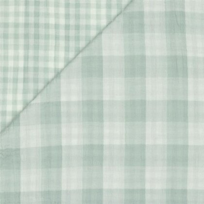 Doppelseitiger Musselin CHECKS - nilblau