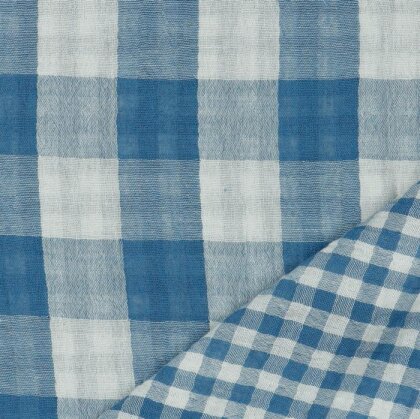 Doppelseitiger Musselin CHECKS - indigoblau