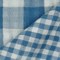 Doppelseitiger Musselin CHECKS - indigoblau