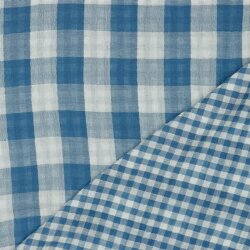 Doppelseitiger Musselin CHECKS - indigoblau