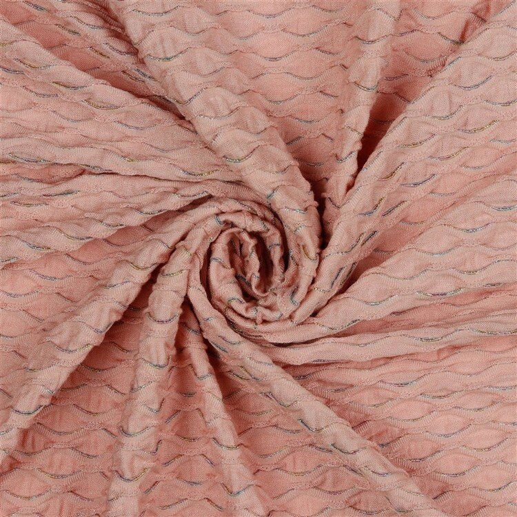Jacquard Jersey Lurex Wellen - rosa