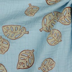 Musselin Monstera Blätter - hellblau