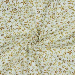 Musselin Digital Blumen - weiss/cognak
