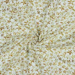 Musselin Digital Blumen - weiss/cognak