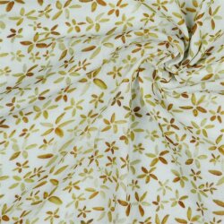 Musselin Digital Blumen - weiss/cognak