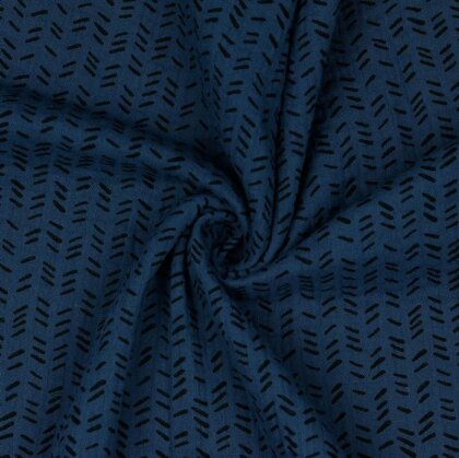 Musselin Streifen - jeansblau