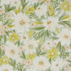 Waffelpiqué Digital Blumen - weiss
