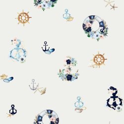 Canvas Digital maritime Blumenranken - altweiss