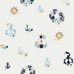 Canvas Digital maritime Blumenranken - altweiss