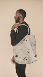 Canvas Digital maritime Blumenranken - hellblau