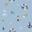 Canvas Digital maritime Blumenranken - hellblau