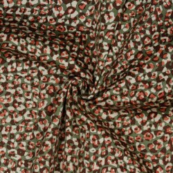 Baumwollsatin Stretch Tiere  - moosgrün