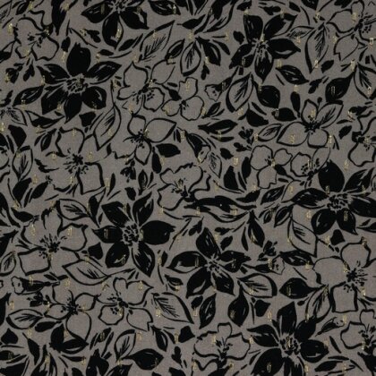Viskose Lurex Blumen - taupe