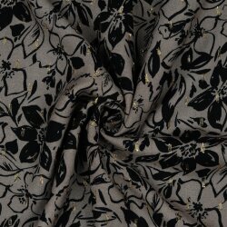 Viskose Lurex Blumen - taupe