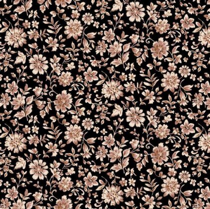 Viskose Blumen - schwarz