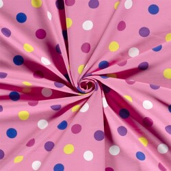 French-Terry grosse bunte Punkte - hellpink