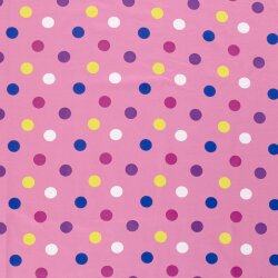French Terry grosse bunte Punkte - hellpink
