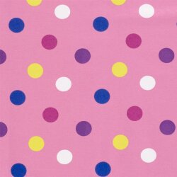 French Terry grosse bunte Punkte - hellpink