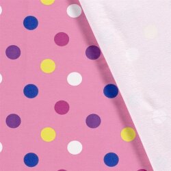 French Terry grosse bunte Punkte - hellpink