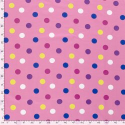 French Terry grosse bunte Punkte - hellpink