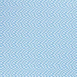 Baumwolljersey verzerrtes Karo babyblau