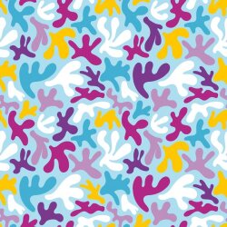 Baumwolljersey bunte Formen - hellblau