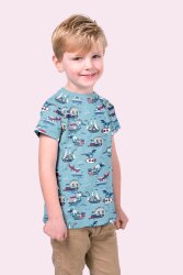 Baumwolljersey Dinosaurierangriff - babyblau