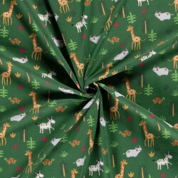 Baumwolljersey bunte Konfetti Safari - grün