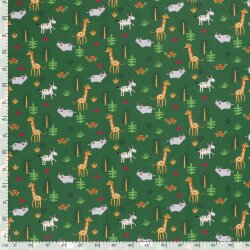 Baumwolljersey bunte Konfetti Safari - grün