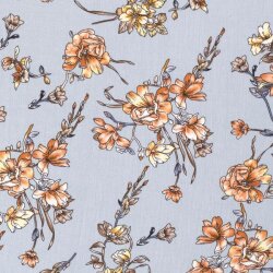 Viskose Crêpe Blumen - babyblau