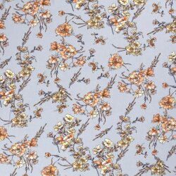 Viskose Crêpe Blumen - babyblau