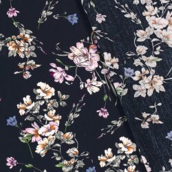 Viskose-Krepp Blumen - dunkelblau