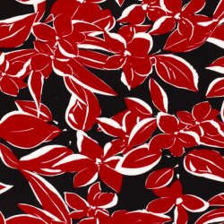 Viskose-Krepp Blumen - schwarz