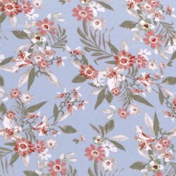 Viskosejersey Blumen - babyblau