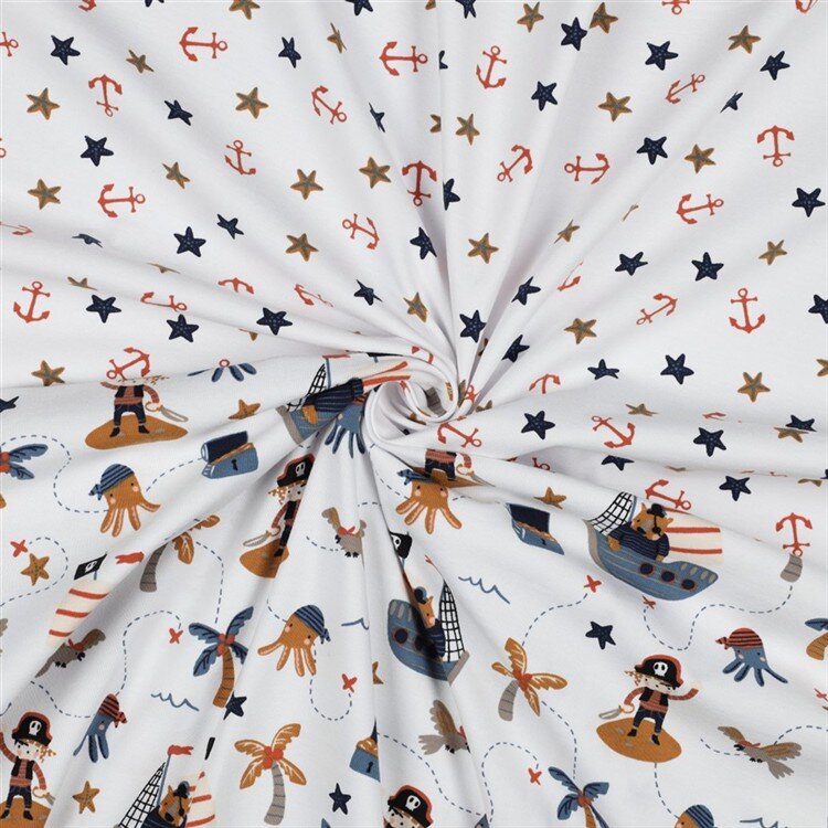 Baumwolljersey Piraten - weiß