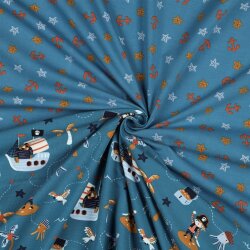 Baumwolljersey Piraten - jeansblau