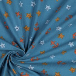 Baumwolljersey Piraten - jeansblau