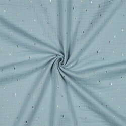 Musselin Gold Striche - cyanblau