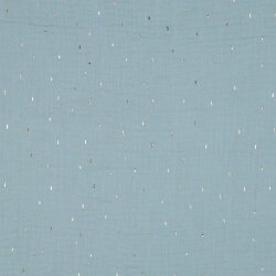 Musselin Gold Striche - cyanblau