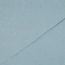 Musselin Gold Striche - cyanblau