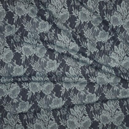 Jeansstoff Blumen - indigoblau