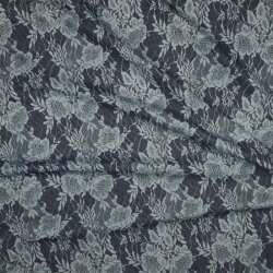 Jeansstoff Blumen - indigoblau