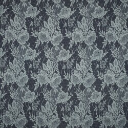 Jeansstoff Blumen - indigoblau