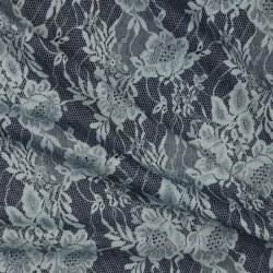 Jeansstoff Blumen - indigoblau