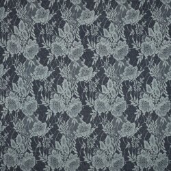 Jeansstoff Blumen - indigoblau