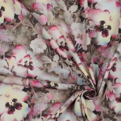 Viskose Digital Blumen - taupe