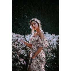 Viskose Digital Blumen - taupe